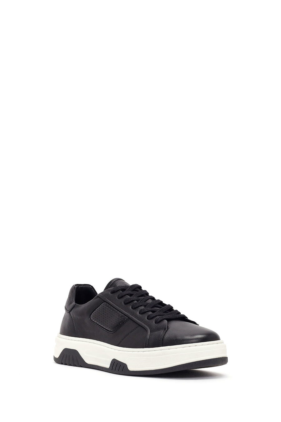 Men's Black Thick Sole Lace Up Leather Sneaker