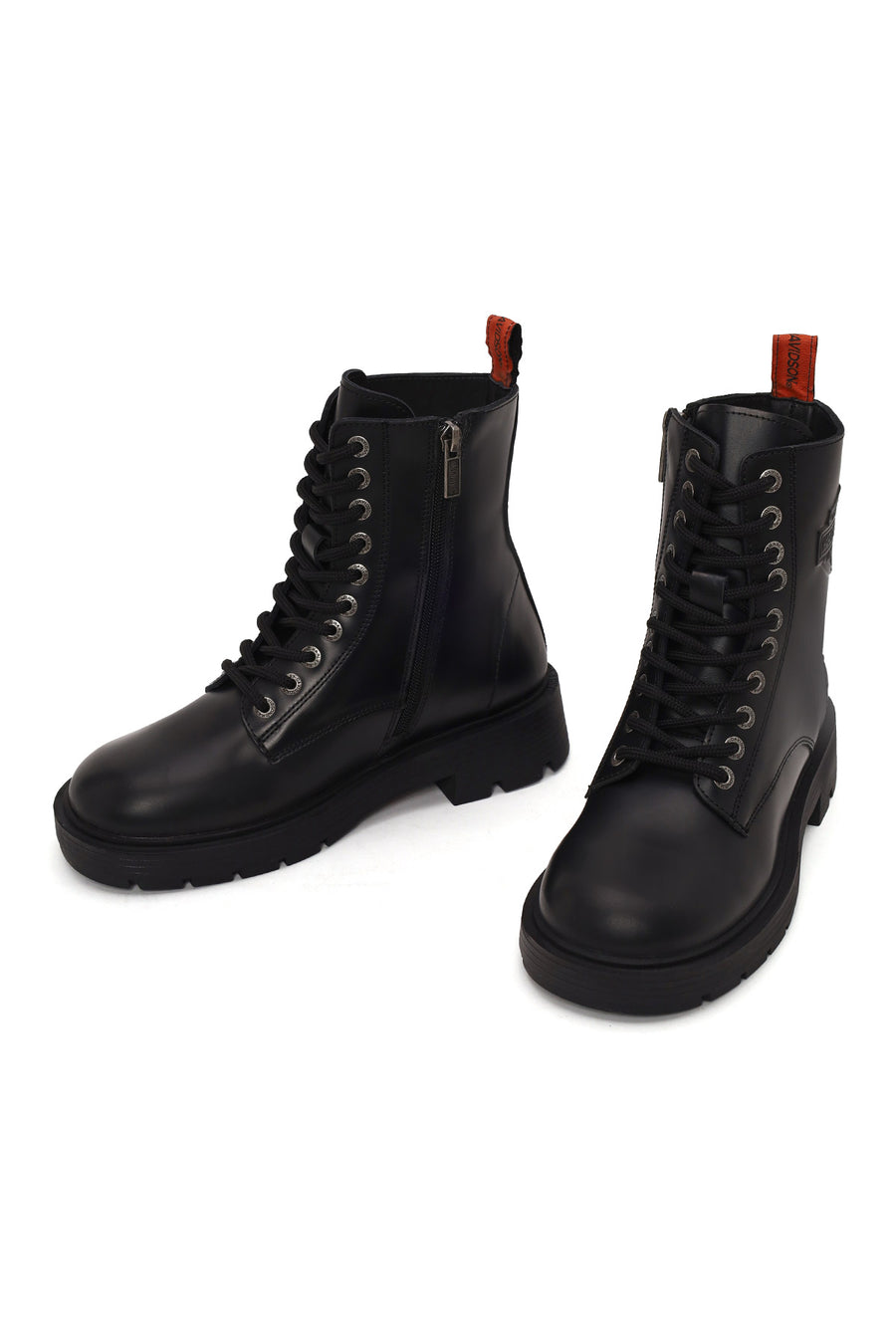Harley Davidson Woman Black Cree Zip Closure Leather Combat Boots