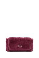 Women's Burgundy Long Strap Plush Crossbody Bag | Derimod