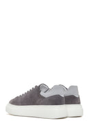 Men's Gray Thick Soled Suede Leather Sneaker | Derimod