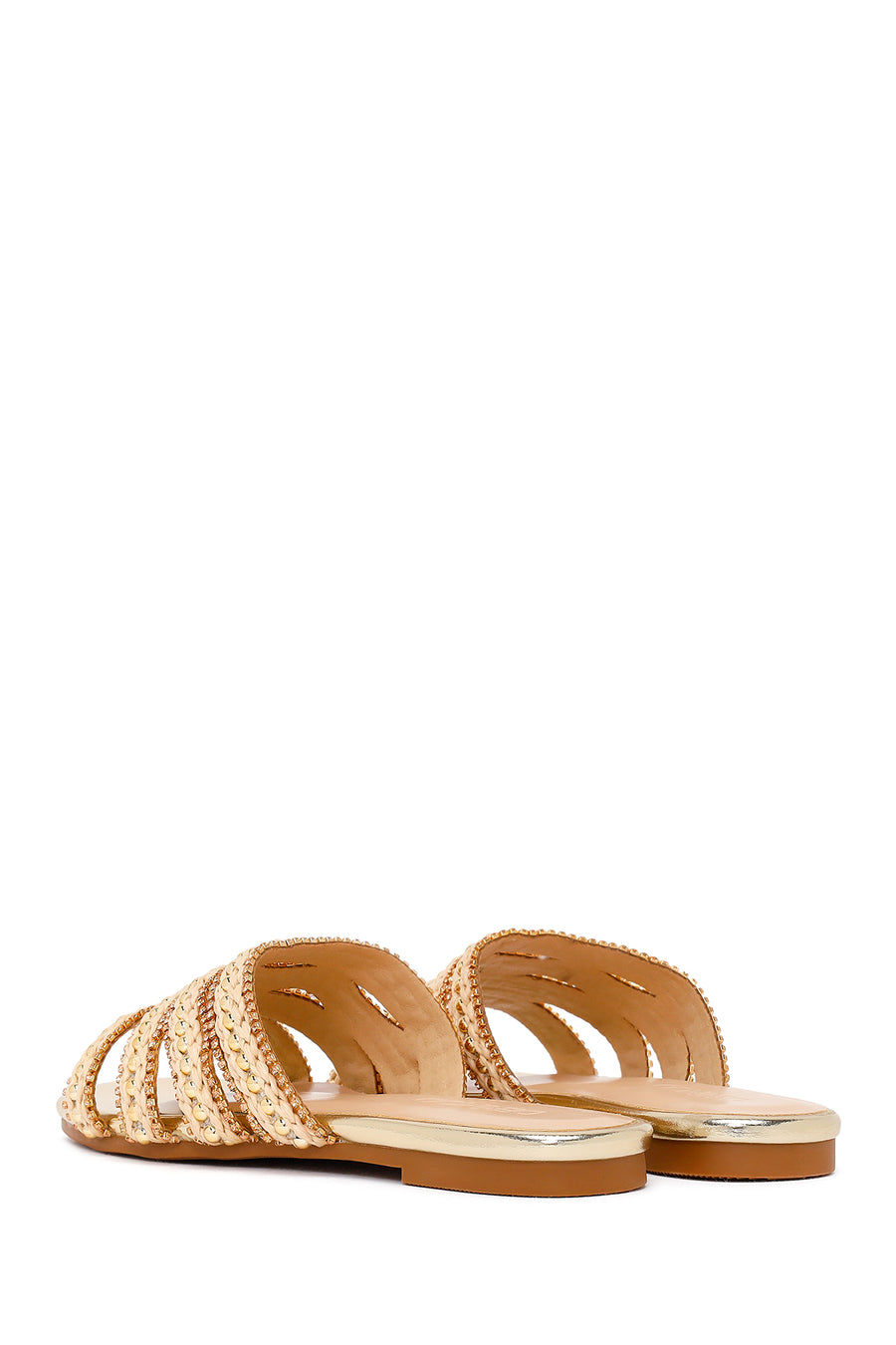 Woman Gold Stone-Embellished Slipper