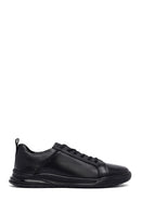 Erkek Siyah Bağcıklı Deri Casual Sneaker | Derimod
