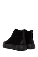 Men's Black Zippered Nubuck High Top Sneakers | Derimod