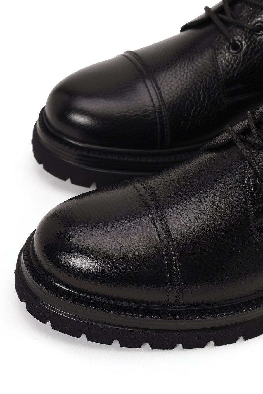 Male Black Lace-up Zip Closure Leather Casual Boots