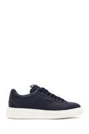 Men's Navy Blue Lace-up Thick-Sole Leather Sneaker | Derimod