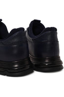 Erkek Lacivert Bağcıklı Deri Sneaker | Derimod