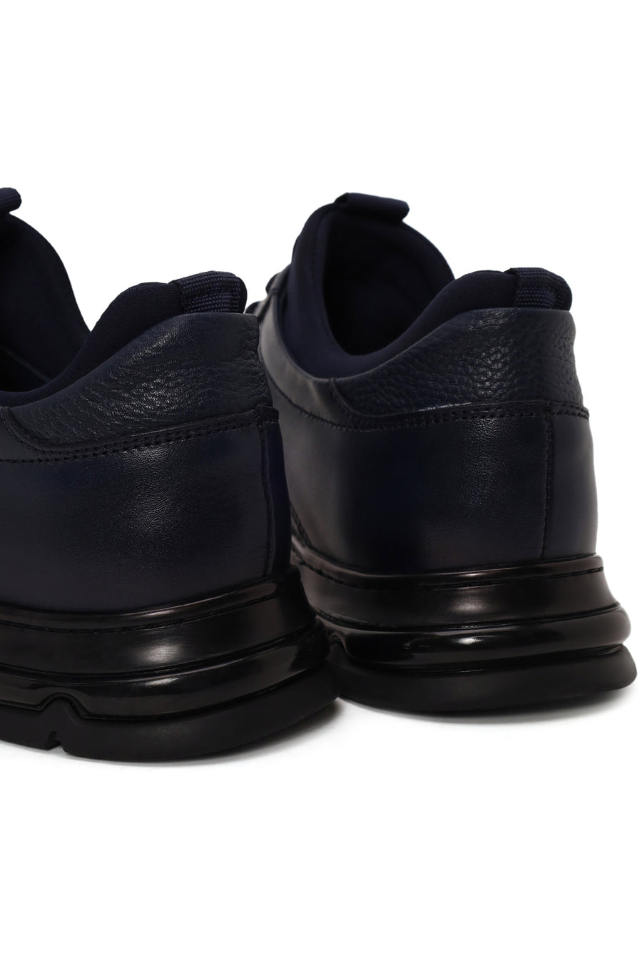 Erkek Lacivert Bağcıklı Deri Sneaker