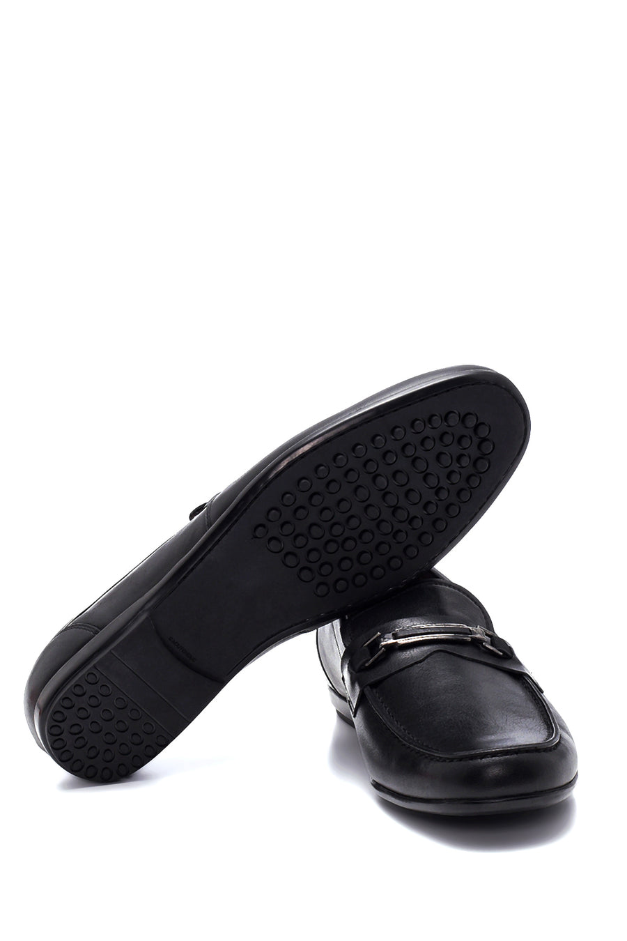 Erkek Siyah Deri Tokalı Casual Loafer