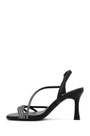 Women's Black Ankle Strap Stone Thin Heel Sandals | Derimod