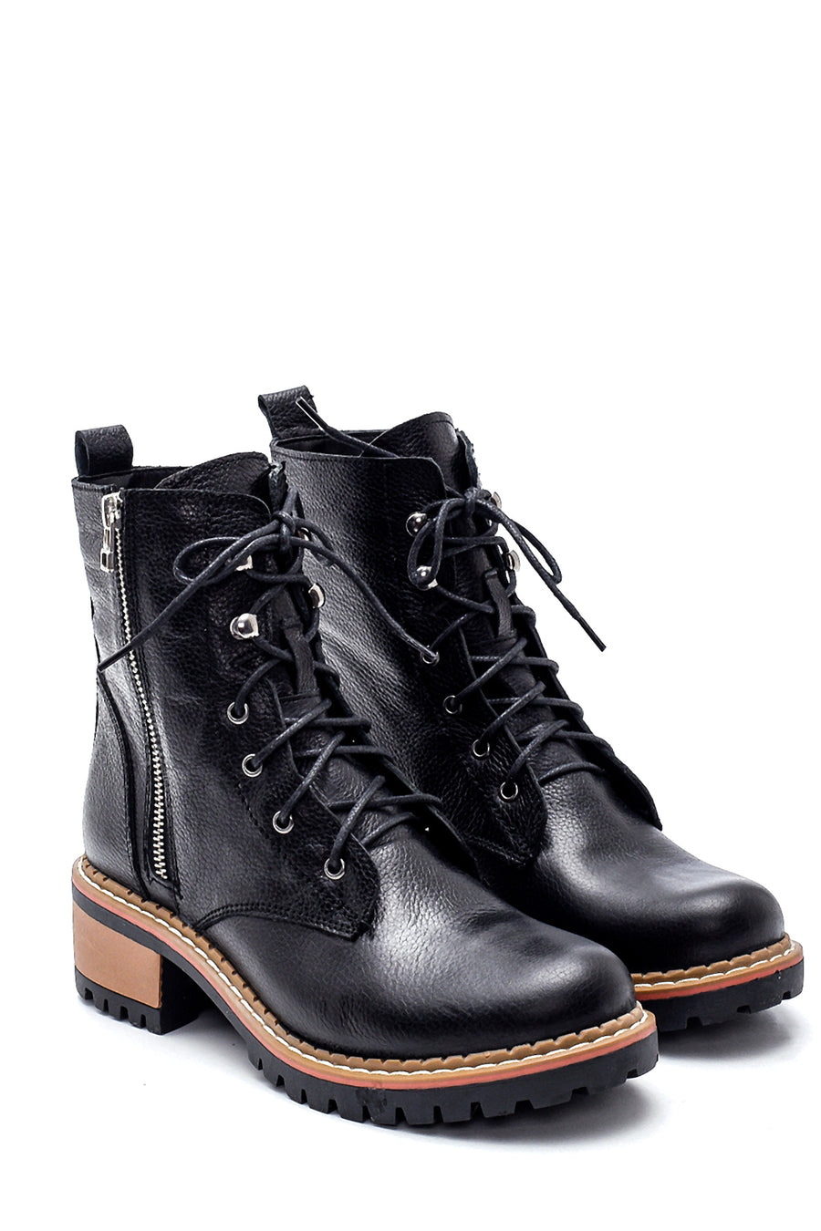 Women's Leather Zippered Boots