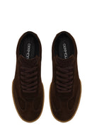 Erkek Kahverengi Bağcıklı Süet Deri Sneaker | Derimod