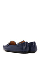 Women's Navy Blue Leather Buckle Loafer | Derimod