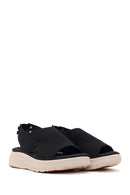Women's Black Strapped Thick-Soled Fabric Comfort Sandals | Derimod