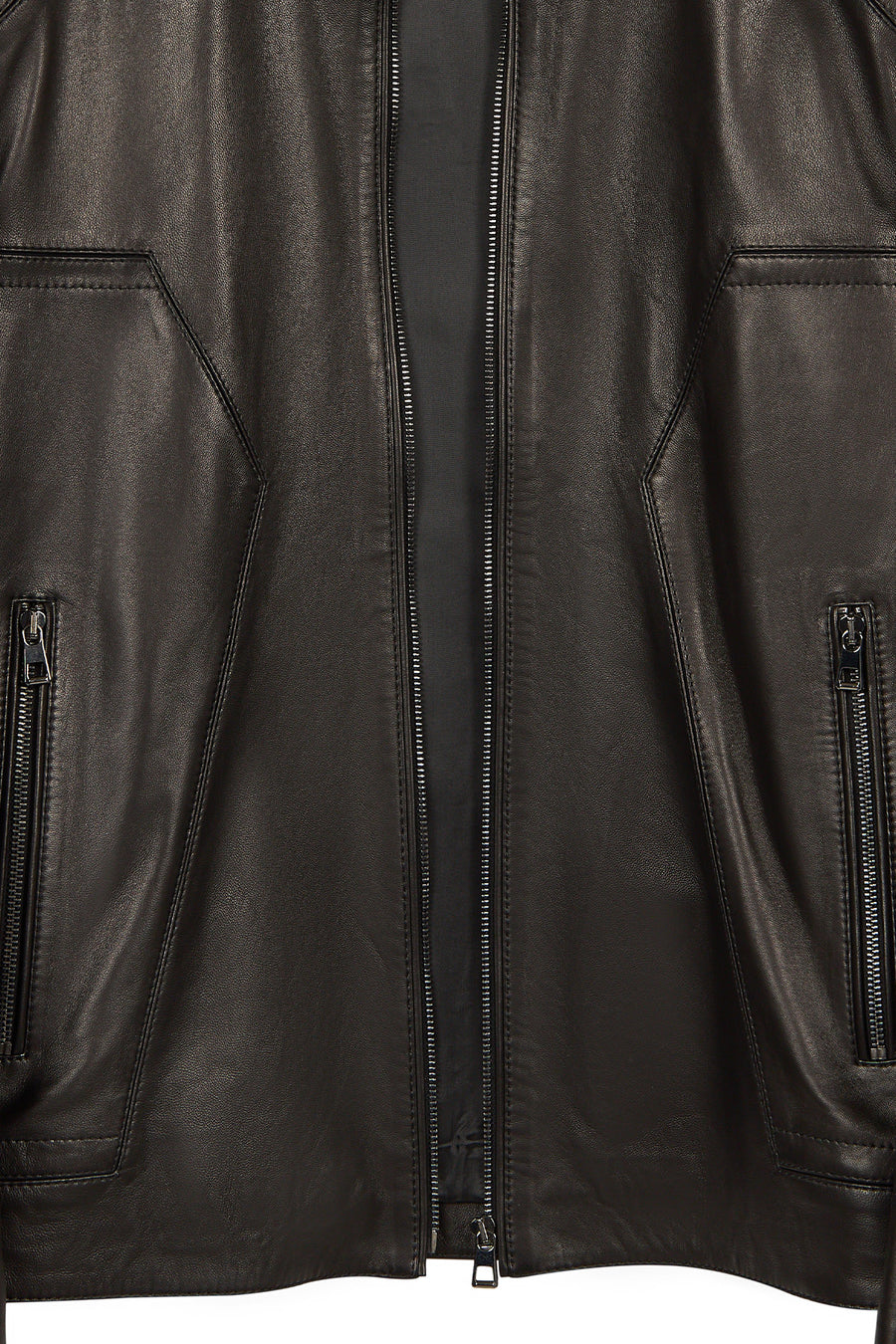 Musiala Male Black Slim-Fit Leather Jacket