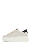 Women's Beige Leather Thick Soled Sneaker | Derimod