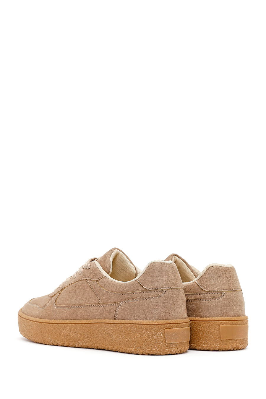 Kadın Bej Bağcıklı Süet Sneaker