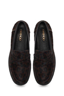 Kadın Leopar Desenli Tüylü Deri Maskülen Loafer | Derimod