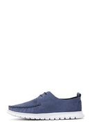 Men's Navy Blue Nubuck Leather Casual Shoes | Derimod