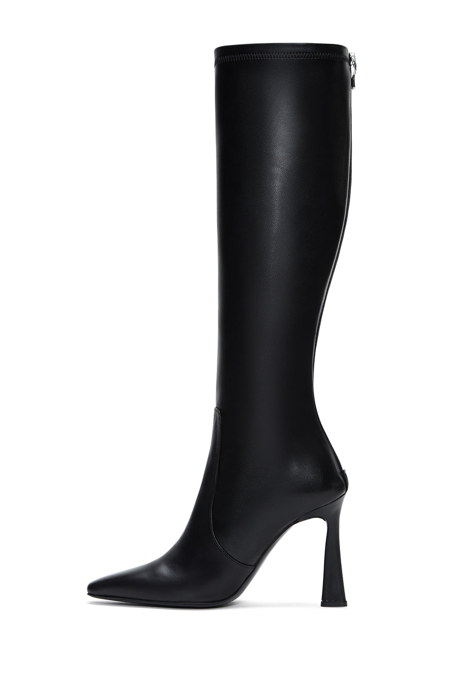 Women's Black Leather Heeled Boots
