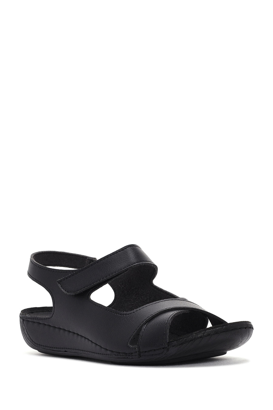 Kadın Siyah Bantlı Comfort Sandalet