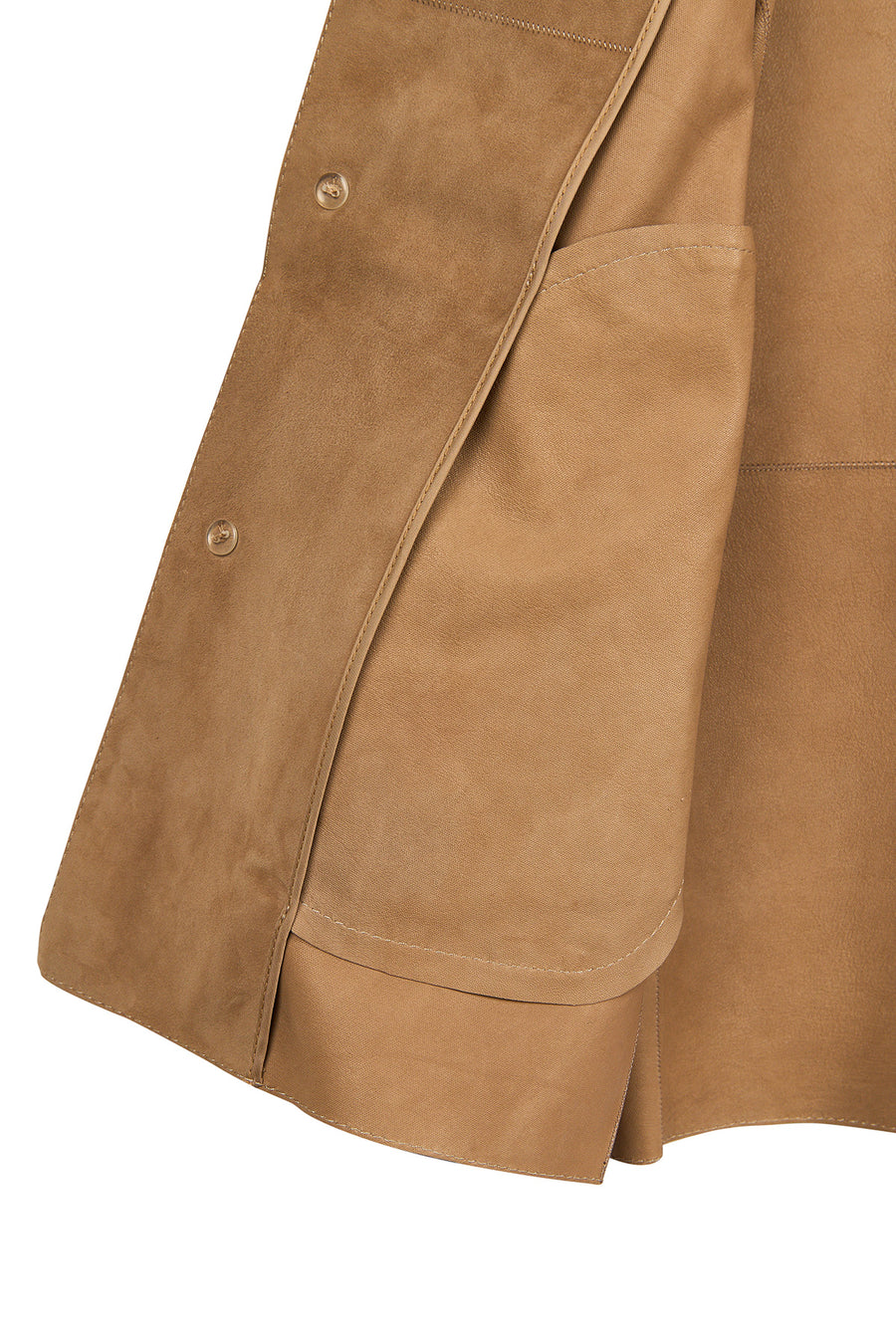Osimhen Male Beige Suede Leather Shirt Jacket