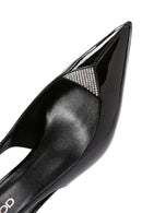 Women's Black Open Back Leather Short Heel Stiletto | Derimod