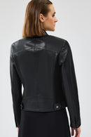 Gigi Women's Black Short Leather Jacket | Derimod