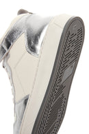 Women's Silver Leather High Top Sneaker | Derimod