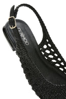 Women's Black Braided Open Back Ballerinas | Derimod