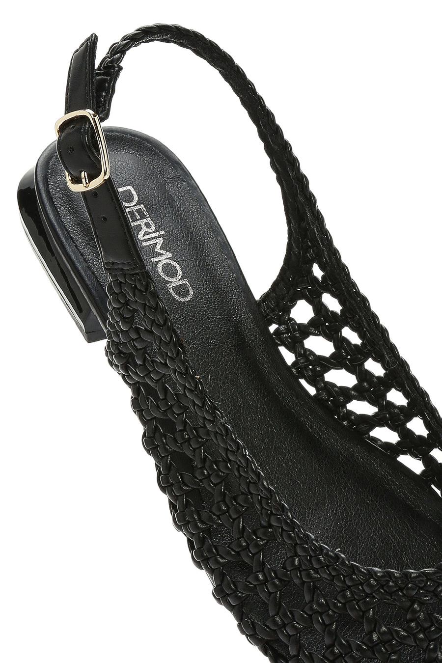 Women's Black Braided Open Back Ballerinas