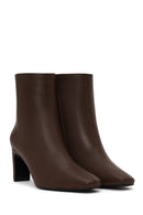 Woman Brown Zip Closure Heeled Boots | Derimod