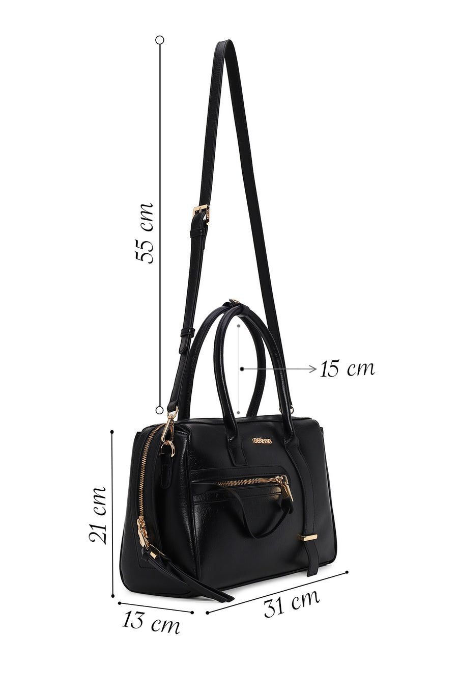 Woman Black Long-Strap Shoulder Bag