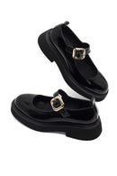 Woman Black Buckled Leather Shoes | Derimod