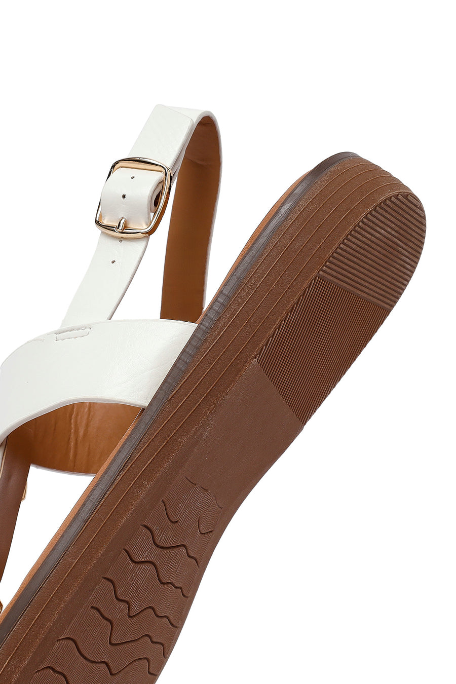 Women's White Sandals with Accessory Details