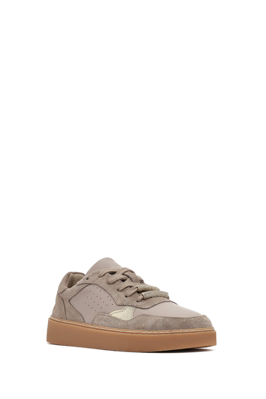 Kadın Vizon Bağcıklı Deri Sneaker