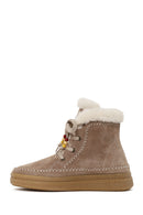Woman Mink Lace-Up Thick-Soled Suede Teddy Boots | Derimod
