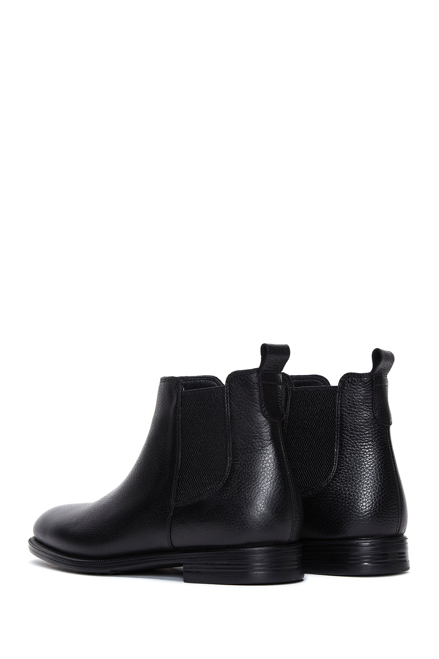 Men's Black Leather Chelsea Flat Boots