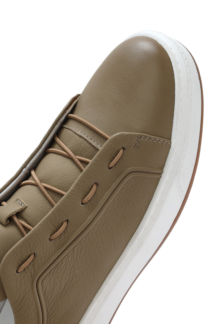 
Men's Beige Lace-Up Leather Sneaker
