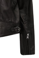 Prima Woman Black Short Leather Jacket | Derimod