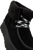 Women's Black Thick-Soled Fur Suede Leather Boots | Derimod