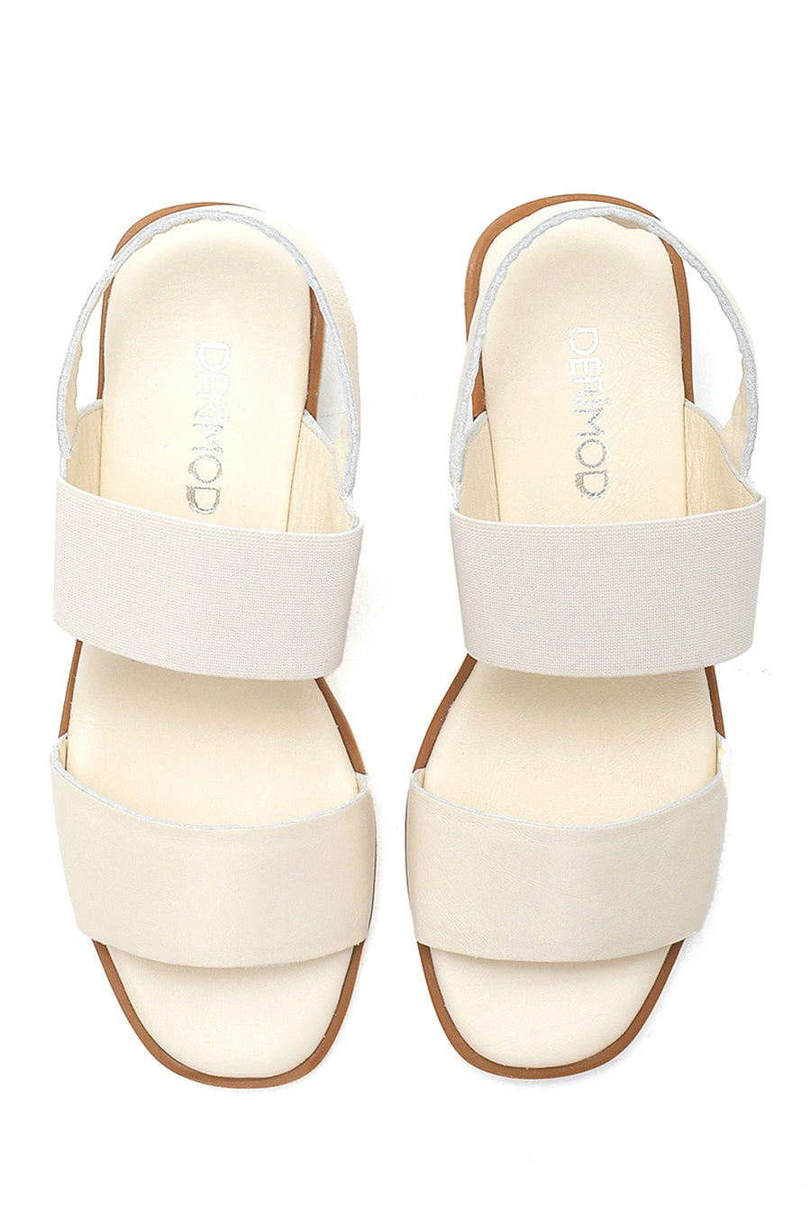 Women's Beige Leather Wedge Heel Sandals