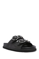 Women's Black Straw Slippers | Derimod