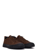Male Brown Lace-up Thick-soled Nubuck Leather Sneaker | Derimod
