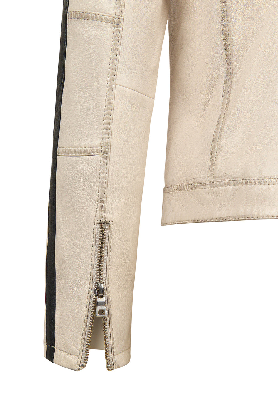 Ladyracer Woman White Badged Slim-Fit Leather Jacket