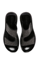 Women's Black Stone Comfort Slippers | Derimod