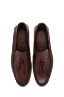 Erkek Kahverengi Deri Püsküllü Klasik Loafer | Derimod