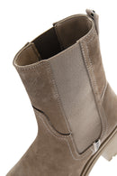 Women's Beige Suede Leather Heeled Chelsea Boots | Derimod