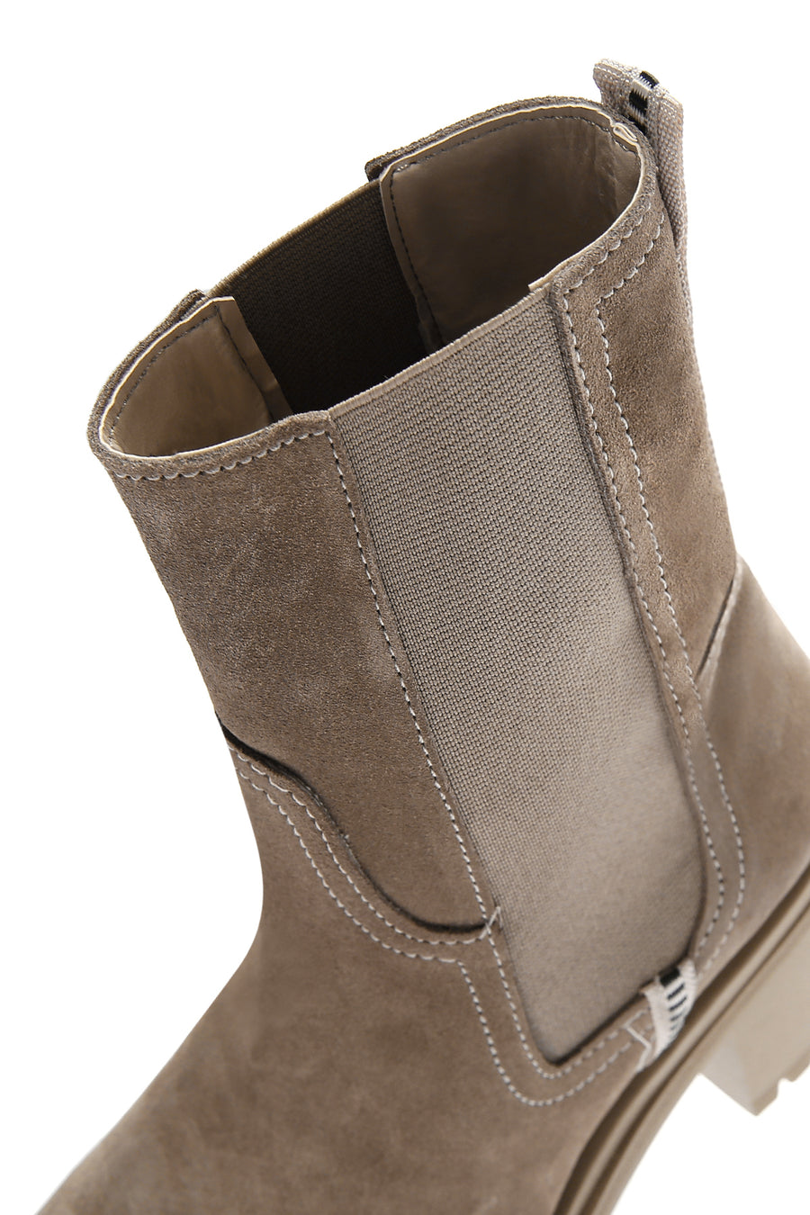 Women's Beige Suede Leather Heeled Chelsea Boots