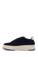 Male Navy Lace-up Thick-soled Suede Leather Sneaker | Derimod