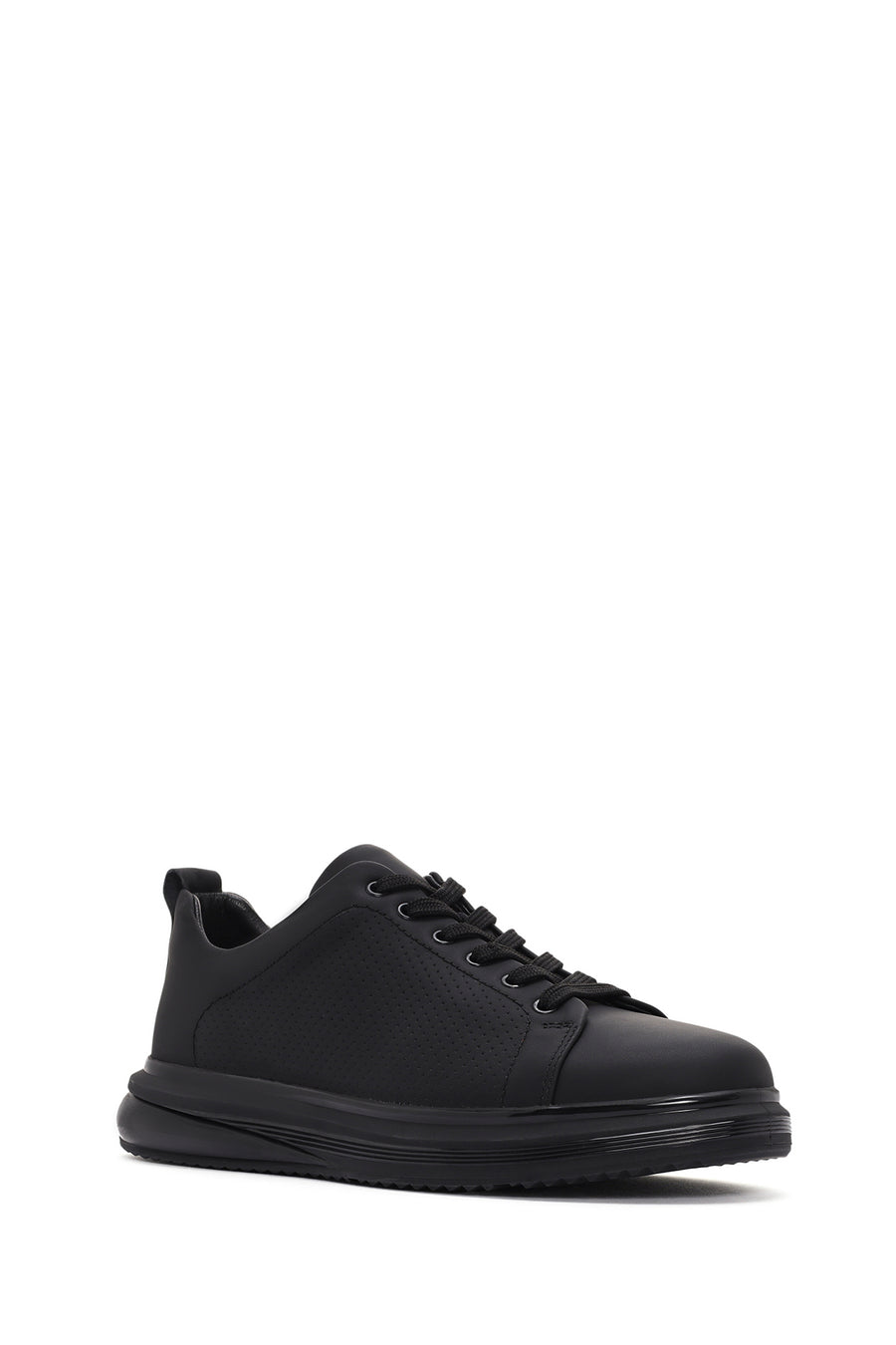 Men's Black Lace-up Leather Sneaker